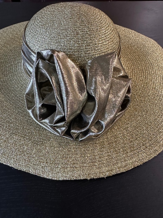 Joe Bill Miller Wide Brim Metallic Gold Hat NWT with Rosette Vintage main image 7